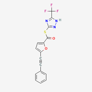 molecular formula C16H8F3N3O2S B1224850 S-[5-(Trifluoromethyl)-4H-1,2,4-triazol-3-YL] 5-(phenylethynyl)furan-2-carbothioate 