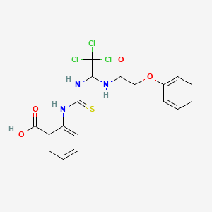 molecular formula C18H16Cl3N3O4S B1224852 2-[[Sulfanylidene-[[2,2,2-trichloro-1-[(1-oxo-2-phenoxyethyl)amino]ethyl]amino]methyl]amino]benzoic acid 