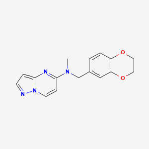 molecular formula C16H16N4O2 B12248679 N-[(2,3-dihydro-1,4-benzodioxin-6-yl)methyl]-N-methylpyrazolo[1,5-a]pyrimidin-5-amine 