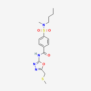 molecular formula C16H22N4O4S2 B1224873 4-[butyl(methyl)sulfamoyl]-N-[5-[(methylthio)methyl]-1,3,4-oxadiazol-2-yl]benzamide 