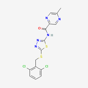 molecular formula C15H11Cl2N5OS2 B1224876 N-[5-[(2,6-二氯苯基)甲硫基]-1,3,4-噻二唑-2-基]-5-甲基-2-吡嗪甲酰胺 