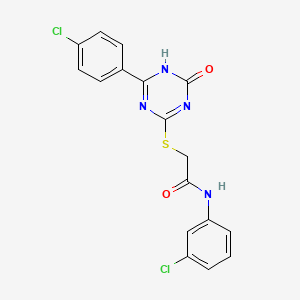 molecular formula C17H12Cl2N4O2S B1224879 N-(3-chlorophenyl)-2-[[2-(4-chlorophenyl)-6-oxo-1H-1,3,5-triazin-4-yl]thio]acetamide 