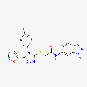 molecular formula C22H18N6O2S B1224889 2-[[5-(2-furanyl)-4-(4-methylphenyl)-1,2,4-triazol-3-yl]thio]-N-(1H-indazol-6-yl)acetamide 