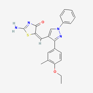 (5E)-2-amino-5-[[3-(4-ethoxy-3-methylphenyl)-1-phenylpyrazol-4-yl]methylidene]-1,3-thiazol-4-one