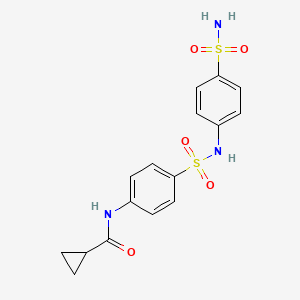 molecular formula C16H17N3O5S2 B1224901 N-[4-[(4-sulfamoylphenyl)sulfamoyl]phenyl]cyclopropanecarboxamide 