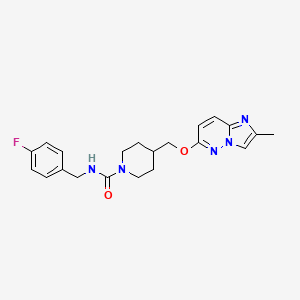 molecular formula C21H24FN5O2 B12249062 N-[(4-fluorophenyl)methyl]-4-[({2-methylimidazo[1,2-b]pyridazin-6-yl}oxy)methyl]piperidine-1-carboxamide 