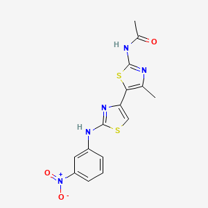 molecular formula C15H13N5O3S2 B1224911 N-[4-methyl-5-[2-(3-nitroanilino)-4-thiazolyl]-2-thiazolyl]acetamide 