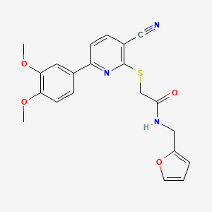 molecular formula C21H19N3O4S B1224916 2-[[3-cyano-6-(3,4-dimethoxyphenyl)-2-pyridinyl]thio]-N-(2-furanylmethyl)acetamide 