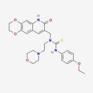 molecular formula C27H32N4O5S B1224919 3-(4-ethoxyphenyl)-1-[2-(4-morpholinyl)ethyl]-1-[(7-oxo-3,6-dihydro-2H-[1,4]dioxino[2,3-g]quinolin-8-yl)methyl]thiourea 