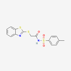 molecular formula C16H14N2O3S3 B1224922 2-(1,3-benzothiazol-2-ylthio)-N-(4-methylphenyl)sulfonylacetamide 