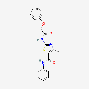 molecular formula C19H17N3O3S B1224926 4-methyl-2-[(1-oxo-2-phenoxyethyl)amino]-N-phenyl-5-thiazolecarboxamide 