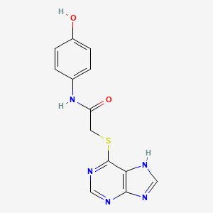 molecular formula C13H11N5O2S B12249296 N-(4-hydroxyphenyl)-2-(7H-purin-6-ylsulfanyl)acetamide 