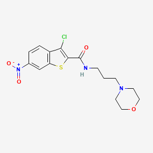 molecular formula C16H18ClN3O4S B1224935 3-chloro-N-[3-(4-morpholinyl)propyl]-6-nitro-1-benzothiophene-2-carboxamide 