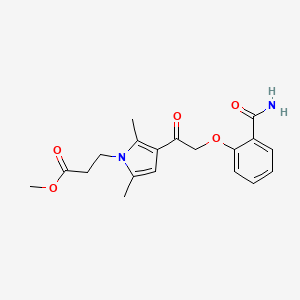 molecular formula C19H22N2O5 B1224939 3-[3-[2-(2-Carbamoylphenoxy)-1-oxoethyl]-2,5-dimethyl-1-pyrrolyl]propanoic acid methyl ester 