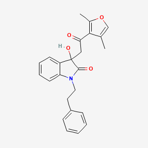 molecular formula C24H23NO4 B1224947 3-[2-(2,4-Dimethyl-3-furanyl)-2-oxoethyl]-3-hydroxy-1-(2-phenylethyl)-2-indolone 