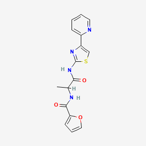 molecular formula C16H14N4O3S B1224948 N-[1-oxo-1-[[4-(2-pyridinyl)-2-thiazolyl]amino]propan-2-yl]-2-furancarboxamide 