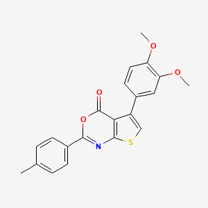 molecular formula C21H17NO4S B1224952 5-(3,4-Dimethoxyphenyl)-2-(4-methylphenyl)-4-thieno[2,3-d][1,3]oxazinone 