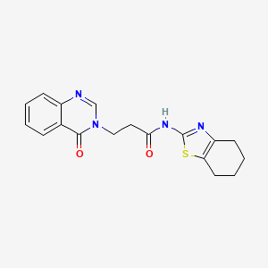 molecular formula C18H18N4O2S B1224954 3-(4-oxo-3-quinazolinyl)-N-(4,5,6,7-tetrahydro-1,3-benzothiazol-2-yl)propanamide 
