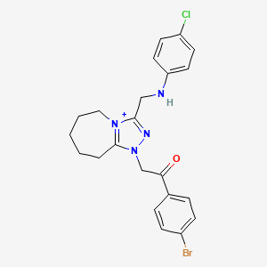 1-(4-bromophenyl)-2-[3-[(4-chloroanilino)methyl]-6,7,8,9-tetrahydro-5H-[1,2,4]triazolo[4,3-a]azepin-4-ium-1-yl]ethanone