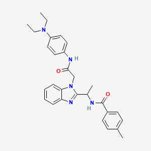 molecular formula C29H33N5O2 B1224969 N-[1-[1-[2-[4-(diethylamino)anilino]-2-oxoethyl]-2-benzimidazolyl]ethyl]-4-methylbenzamide 