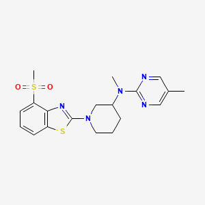 molecular formula C19H23N5O2S2 B12249805 N-[1-(4-methanesulfonyl-1,3-benzothiazol-2-yl)piperidin-3-yl]-N,5-dimethylpyrimidin-2-amine 