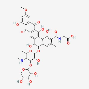 2-[[1,6,9,14-Tetrahydroxy-5-[3-hydroxy-6-methyl-5-(methylamino)-4-(3,4,5-trihydroxyoxan-2-yl)oxyoxan-2-yl]oxy-11-methoxy-3-methyl-8,13-dioxo-5,6-dihydrobenzo[a]tetracene-2-carbonyl]amino]acetic acid