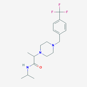molecular formula C18H26F3N3O B12249830 N-(propan-2-yl)-2-(4-{[4-(trifluoromethyl)phenyl]methyl}piperazin-1-yl)propanamide 