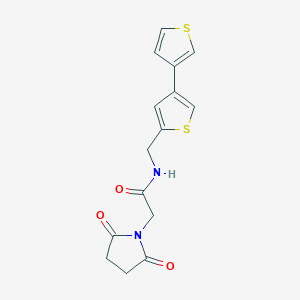 molecular formula C15H14N2O3S2 B12249861 N-({[3,3'-bithiophene]-5-yl}methyl)-2-(2,5-dioxopyrrolidin-1-yl)acetamide 