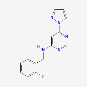 molecular formula C14H12ClN5 B12249893 N-[(2-chlorophenyl)methyl]-6-(1H-pyrazol-1-yl)pyrimidin-4-amine 