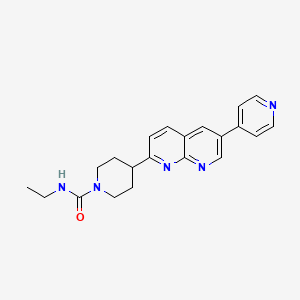molecular formula C21H23N5O B12249927 N-ethyl-4-[6-(pyridin-4-yl)-1,8-naphthyridin-2-yl]piperidine-1-carboxamide 