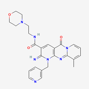 molecular formula C25H27N7O3 B1224994 2-imino-10-methyl-N-[2-(4-morpholinyl)ethyl]-5-oxo-1-(3-pyridinylmethyl)-3-dipyrido[3,4-c:1',2'-f]pyrimidinecarboxamide 