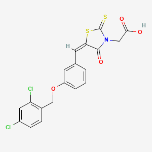 molecular formula C19H13Cl2NO4S2 B1224996 {5-[3-(2,4-Dichloro-benzyloxy)-benzylidene]-4-oxo-2-thioxo-thiazolidin-3-yl}-acetic acid 