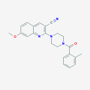 molecular formula C23H22N4O2 B1224997 7-Methoxy-2-[4-[(2-methylphenyl)-oxomethyl]-1-piperazinyl]-3-quinolinecarbonitrile 