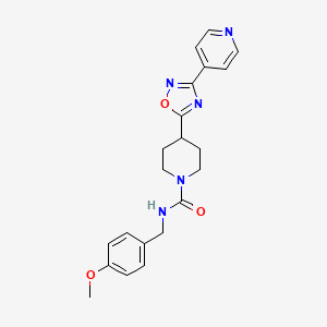molecular formula C21H23N5O3 B12250002 N-[(4-methoxyphenyl)methyl]-4-[3-(pyridin-4-yl)-1,2,4-oxadiazol-5-yl]piperidine-1-carboxamide 