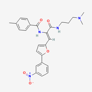 molecular formula C26H28N4O5 B1225007 N-[(Z)-3-[3-(dimethylamino)propylamino]-1-[5-(3-nitrophenyl)furan-2-yl]-3-oxoprop-1-en-2-yl]-4-methylbenzamide 