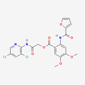molecular formula C21H17Cl2N3O7 B1225013 2-[[2-Furanyl(oxo)methyl]amino]-4,5-dimethoxybenzoic acid [2-[(3,5-dichloro-2-pyridinyl)amino]-2-oxoethyl] ester 