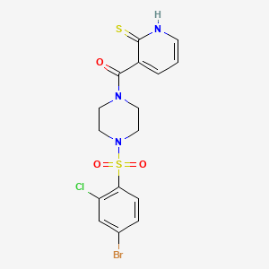 molecular formula C16H15BrClN3O3S2 B1225014 [4-(4-bromo-2-chlorophenyl)sulfonyl-1-piperazinyl]-(2-sulfanylidene-1H-pyridin-3-yl)methanone 