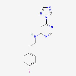 molecular formula C14H13FN6 B12250167 N-[2-(4-fluorophenyl)ethyl]-6-(1H-1,2,4-triazol-1-yl)pyrimidin-4-amine 