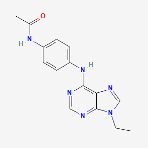 molecular formula C15H16N6O B12250198 N-{4-[(9-ethyl-9H-purin-6-yl)amino]phenyl}acetamide 