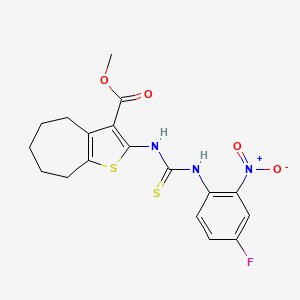 2-[[(4-fluoro-2-nitroanilino)-sulfanylidenemethyl]amino]-5,6,7,8-tetrahydro-4H-cyclohepta[b]thiophene-3-carboxylic acid methyl ester