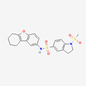 molecular formula C21H22N2O5S2 B1225035 1-methylsulfonyl-N-(6,7,8,9-tetrahydrodibenzofuran-2-yl)-2,3-dihydroindole-5-sulfonamide 