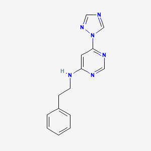 molecular formula C14H14N6 B12250388 N-(2-phenylethyl)-6-(1H-1,2,4-triazol-1-yl)pyrimidin-4-amine 