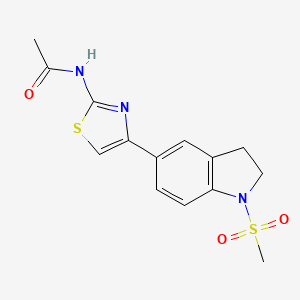 molecular formula C14H15N3O3S2 B1225039 N-[4-(1-methylsulfonyl-2,3-dihydroindol-5-yl)-2-thiazolyl]acetamide 