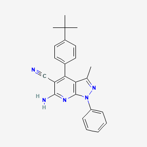 molecular formula C24H23N5 B1225045 6-Amino-4-(4-tert-butylphenyl)-3-methyl-1-phenyl-5-pyrazolo[3,4-b]pyridinecarbonitrile 