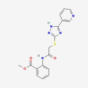 molecular formula C17H15N5O3S B1225050 2-[[1-oxo-2-[[5-(3-pyridinyl)-1H-1,2,4-triazol-3-yl]thio]ethyl]amino]benzoic acid methyl ester 