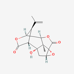 (1R,3R,5S,8S,9S,12R,13R,14R)-1-Hydroxy-13-methyl-14-prop-1-en-2-yl-4,7,10-trioxapentacyclo[6.4.1.19,12.03,5.05,13]tetradecane-6,11-dione