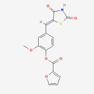 [4-[(Z)-(2,4-dioxo-1,3-thiazolidin-5-ylidene)methyl]-2-methoxyphenyl] furan-2-carboxylate