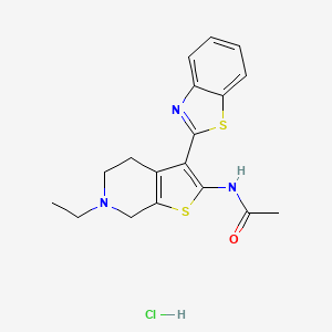 molecular formula C18H20ClN3OS2 B12250568 N-[3-(1,3-benzothiazol-2-yl)-6-ethyl-4H,5H,6H,7H-thieno[2,3-c]pyridin-2-yl]acetamide 