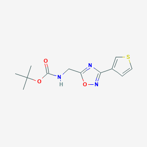 molecular formula C12H15N3O3S B12250624 tert-butyl N-{[3-(thiophen-3-yl)-1,2,4-oxadiazol-5-yl]methyl}carbamate 