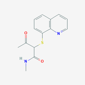 molecular formula C14H14N2O2S B12250722 N-methyl-3-oxo-2-(quinolin-8-ylsulfanyl)butanamide 